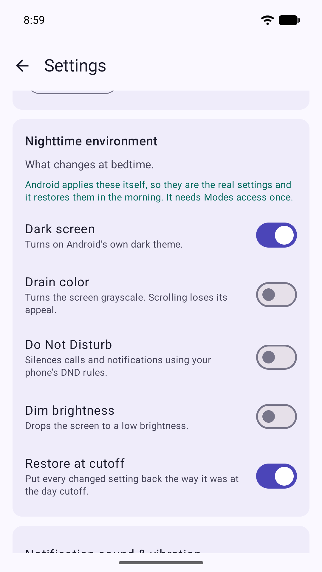 NightCap screenshot 6 of 6: night settings